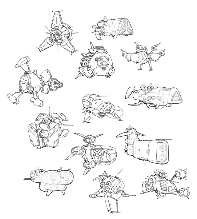 小飞机小坦克草图|游戏原画|插画|牧牧牧 - 原创