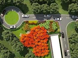综合体入口景观节点树阵广场绿化效果图方案设计