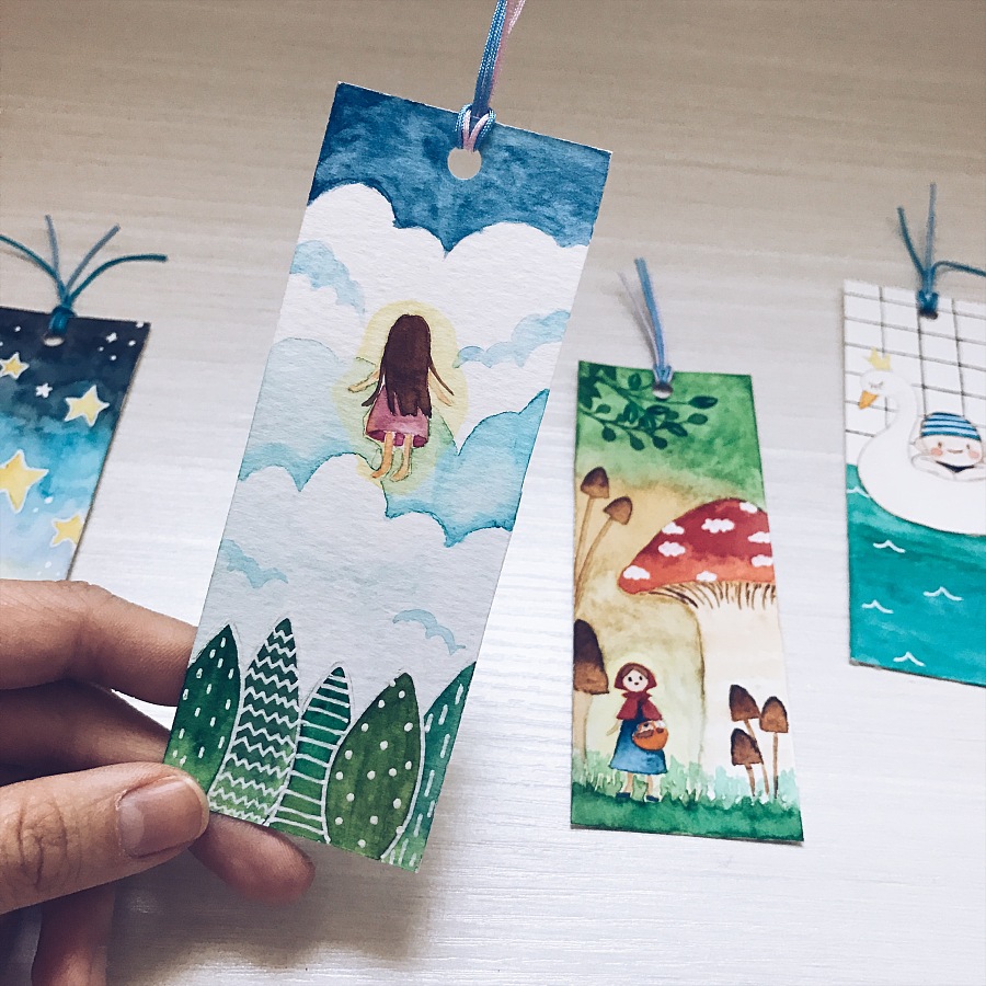 「原创」书签里的小世界 水彩手绘练习|绘画习作|插画|团小丸子 - 原创设计作品 - 站酷 (ZCOOL)