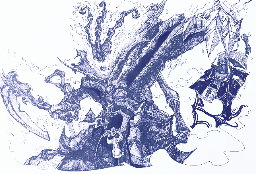 【7月11日】魂锁典狱长 锤石|绘画习作|插画|煎