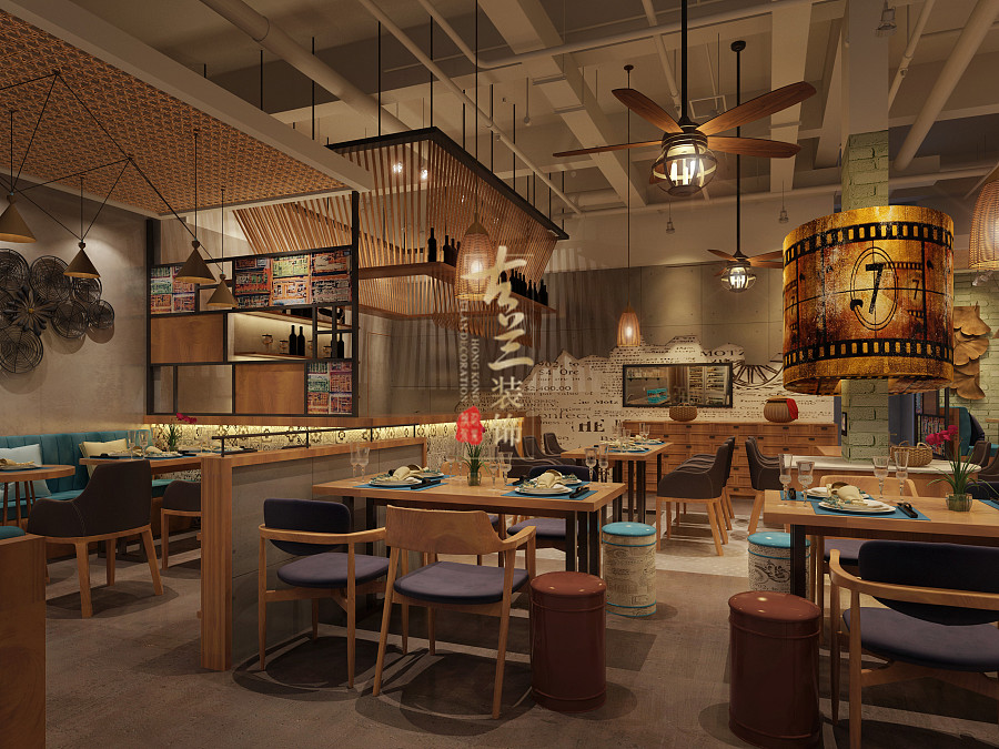 云南红河餐厅装修设计--红河一加意茶餐厅装修