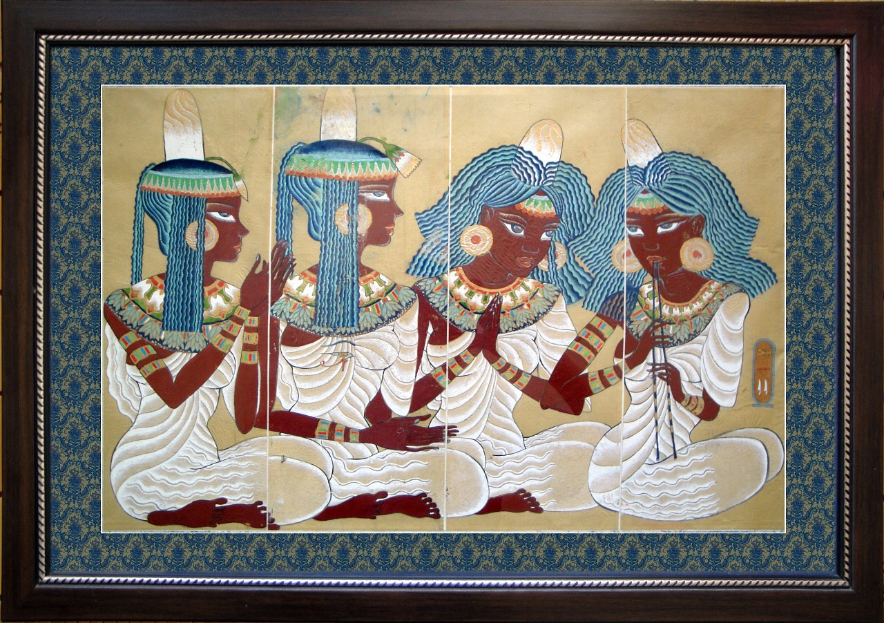 古埃及风装饰画《四个女乐师》