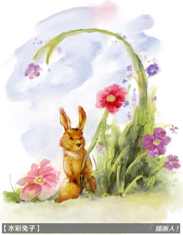 中国风水彩画兔子先生和黄鹂|概念设定|插画|c