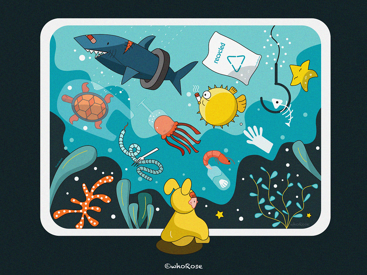 海洋环保主题插画