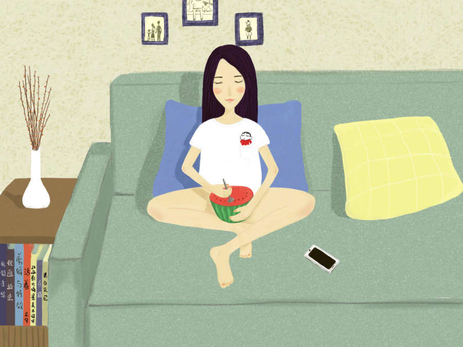 夏天最舒服的状态|绘画习作|插画|HH胡来 - 原创