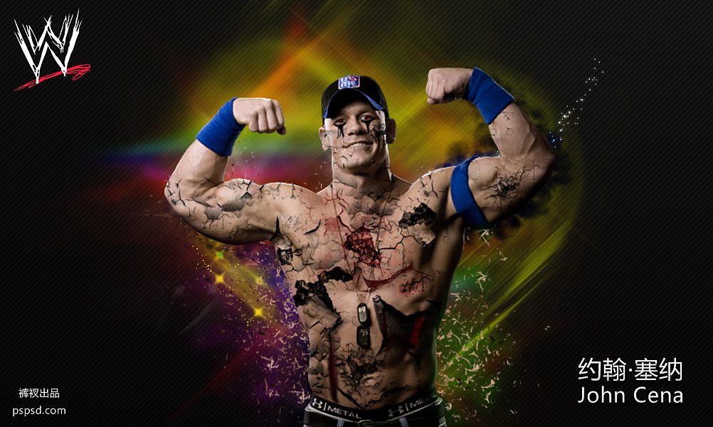 自己做的WWE冠军John Cena壁纸 |平面|品牌|