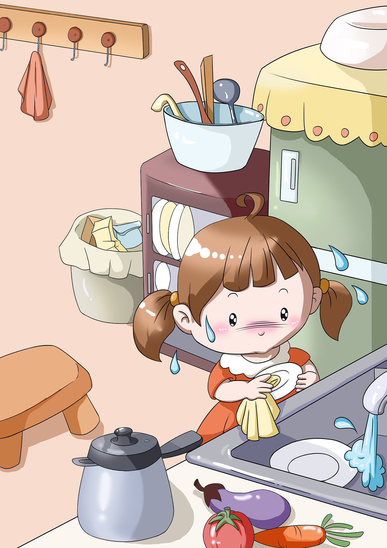 洗碗|插画|儿童插画|砂默 - 原创作品 - 站酷 (zcool)