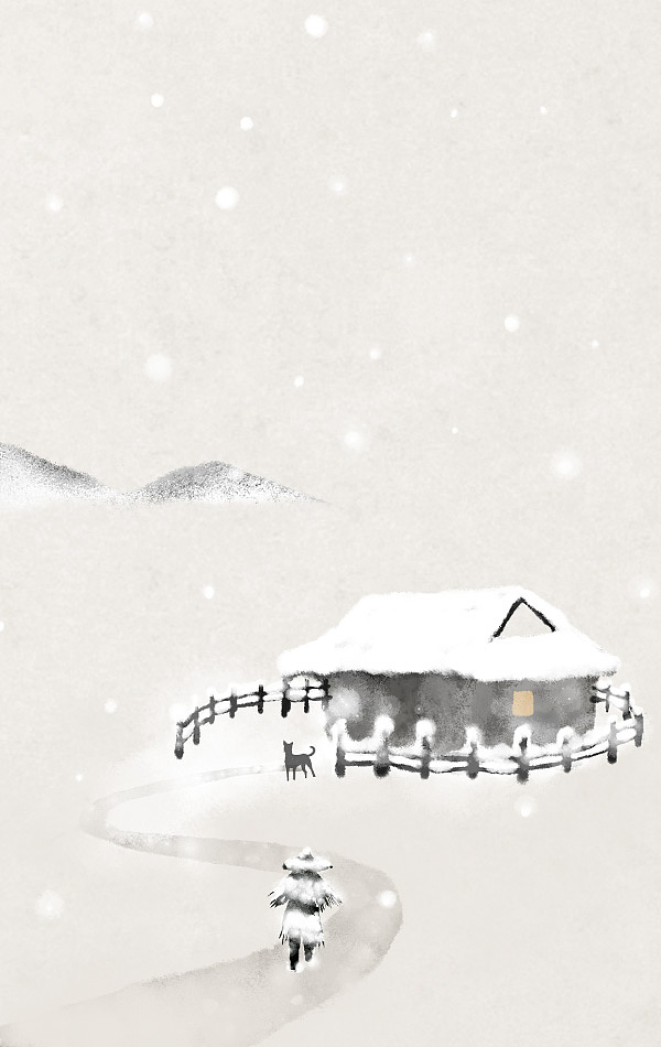 【古诗配图】冬季雪景——水墨中国风插画