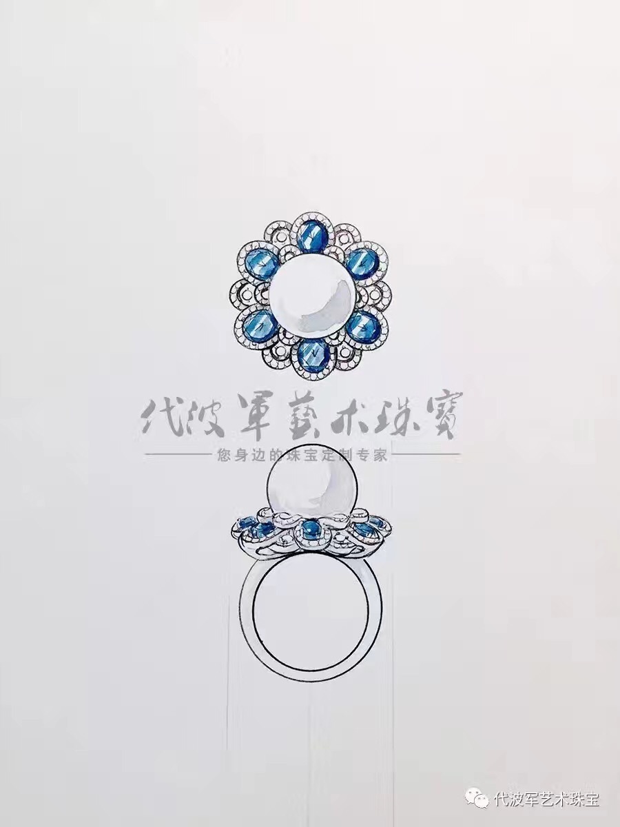 代波军艺术珠宝定制----戒指吊坠两用款珍珠设计作品欣赏