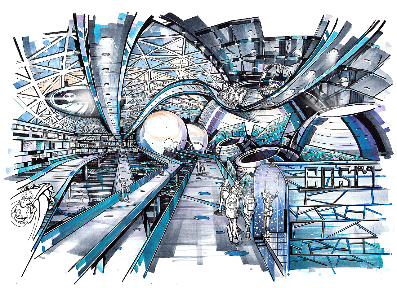 莫比乌斯——未来科技空间手绘设计快题