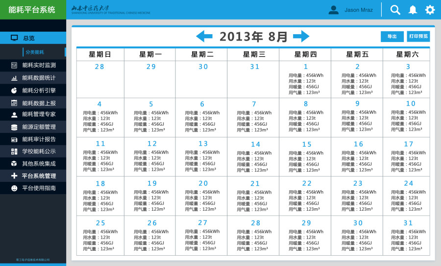 能耗监测管理平台 界面设计|电脑软件界面\/皮肤