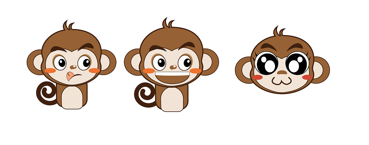 卡通小猴子吉祥物练习,上传了原文件,有需要的可以下载来看看