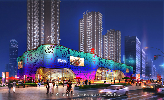 多元素的郑州购物中心设计效果图-广东天霸设