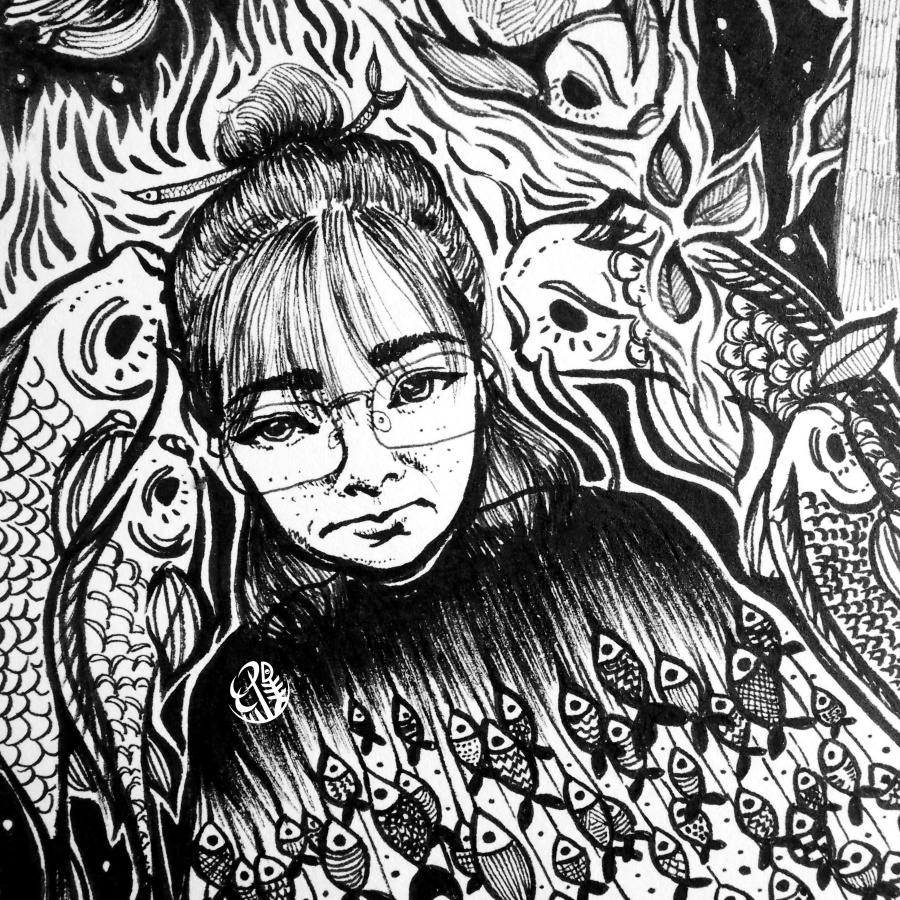 鱼戏林叶间|绘画习作|插画|凡尔林 - 原创设计作