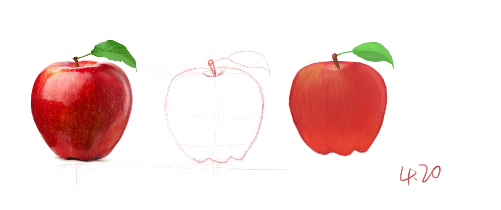 苹果绘画练习图片