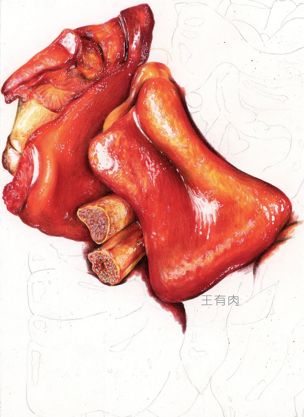 彩铅画猪脚|纯艺术|绘画|王有肉_ - 原创作品 - 站酷 (zcool)