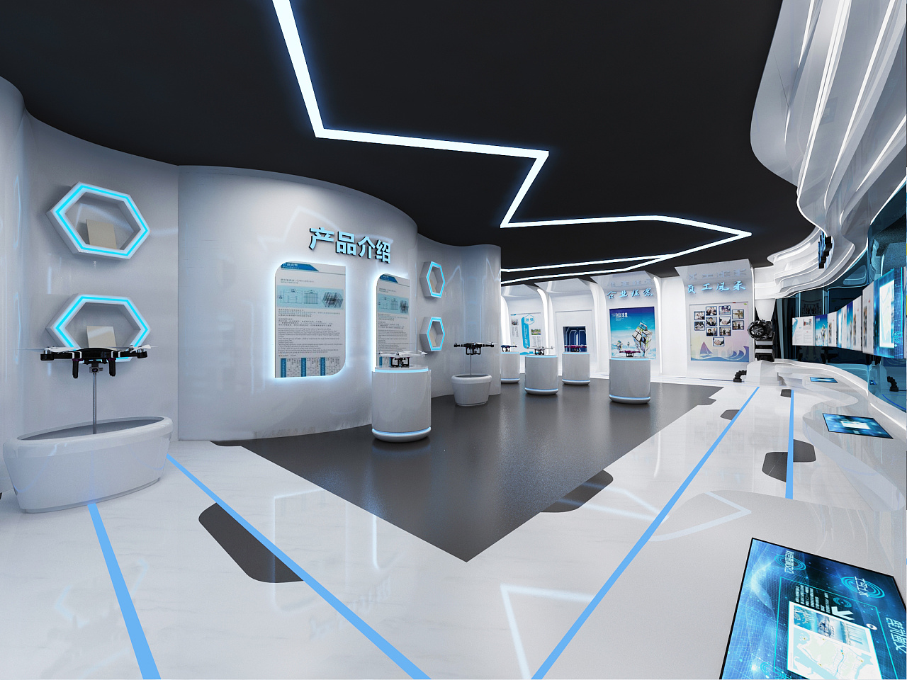 tutu无人机展示展览设计3d效果图