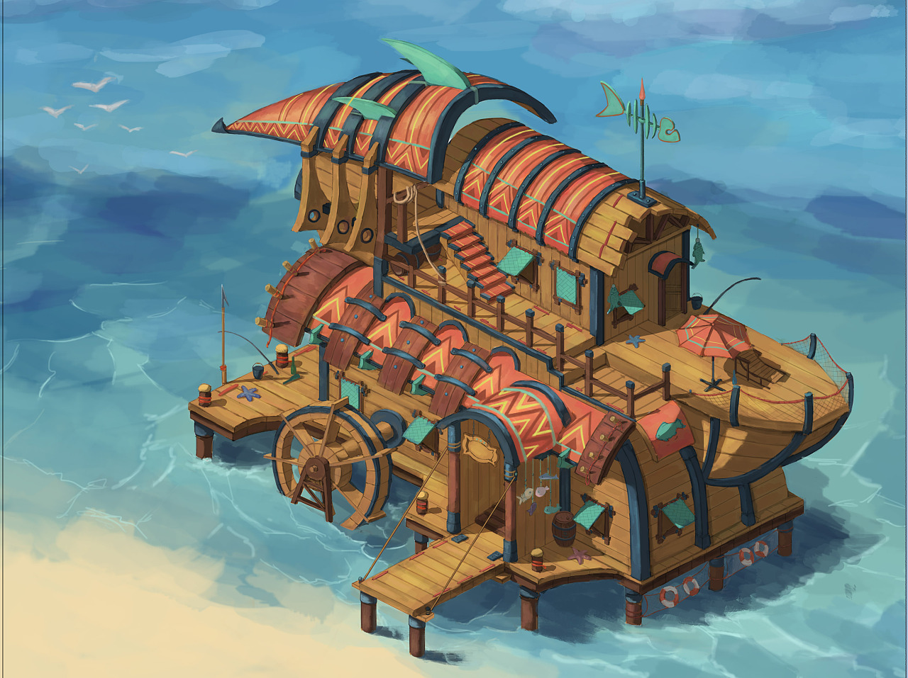 小屋子手绘图片展示