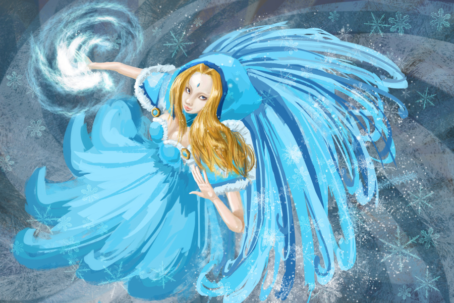 冰女|绘画习作|插画|火的洗礼 - 原创设计作品 -
