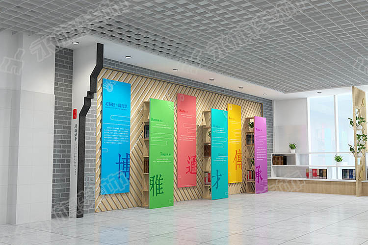 校园文化墙装修公司—郑州86中校园文化走廊设计效果图