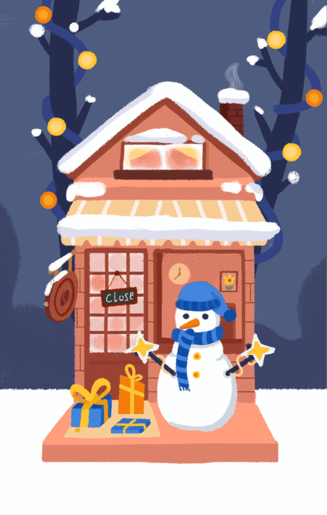 插画组合:小屋的春夏秋冬