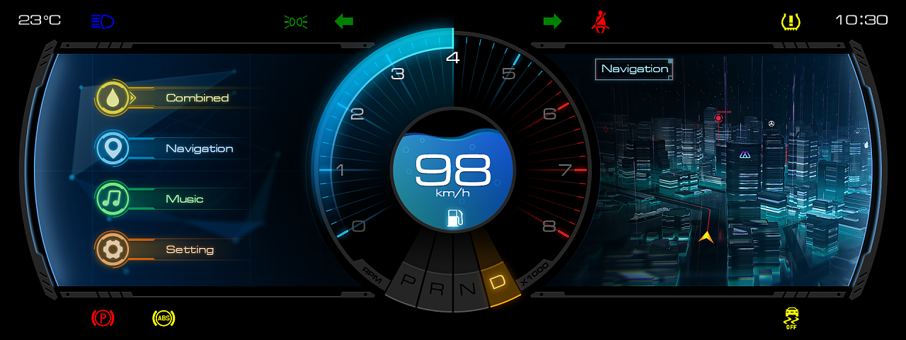 车载液晶仪表+中控娱乐系统|UI|软件界面|Leafz