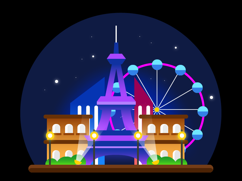 2.5d夜晚摩天轮————场景特效