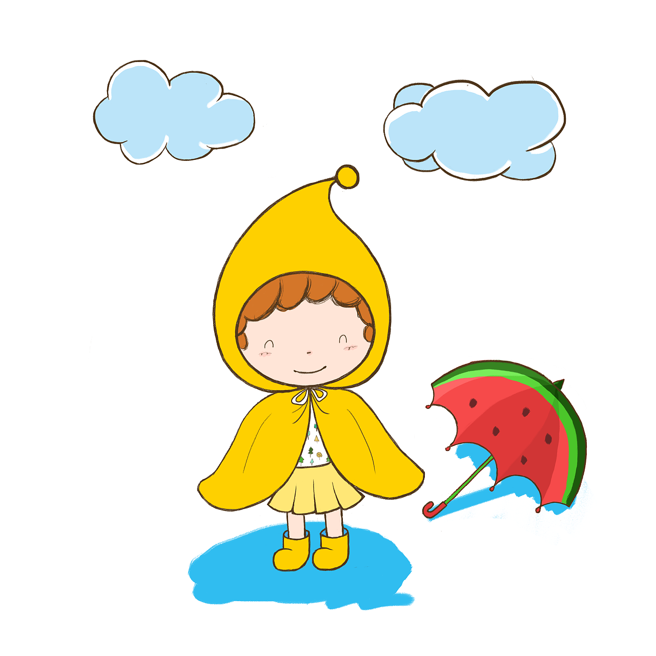 【设计师转型学插画】~西瓜伞小菇凉