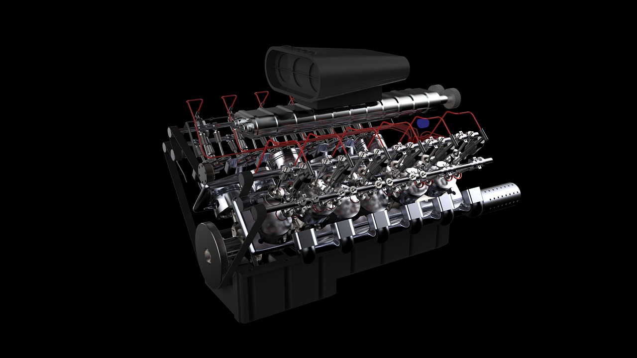 增压V12发动机-Maya Mental Ray 渲染练习|三维|机械\/交通|拍客莫 - 原创作品 - 站酷 (ZCOOL)