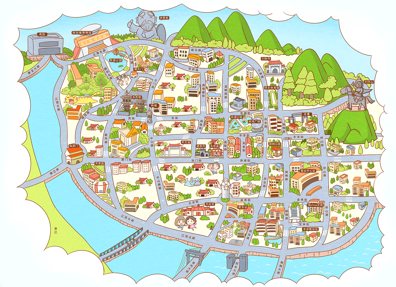 泉州市区手绘地图