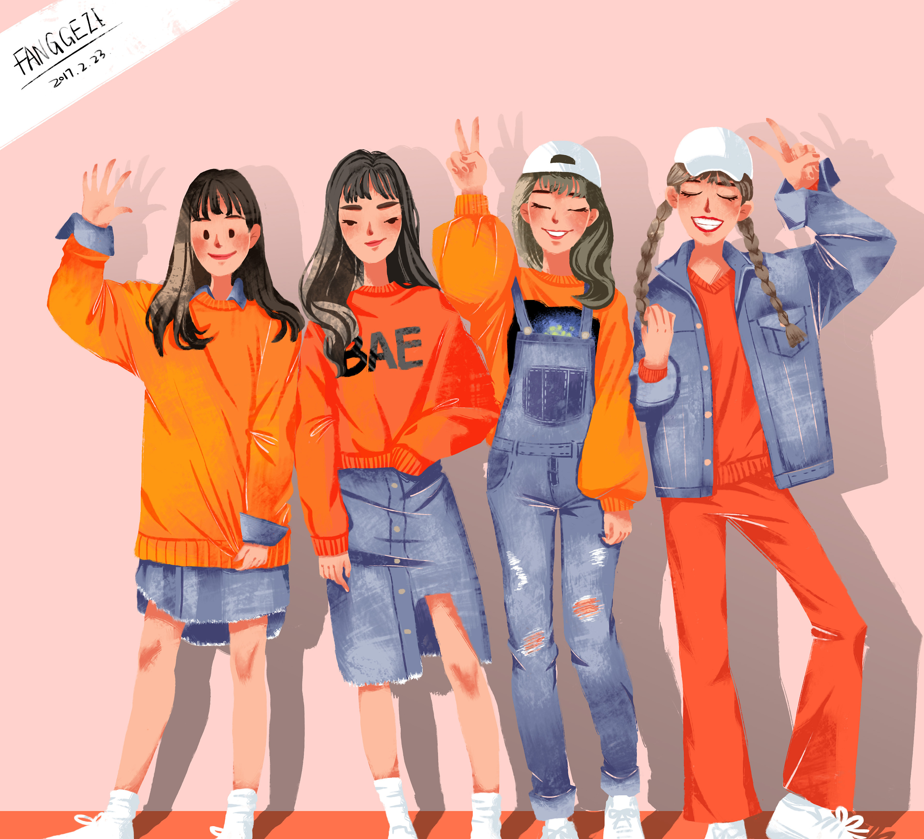 女神节快乐~闺蜜装的插画向练习~