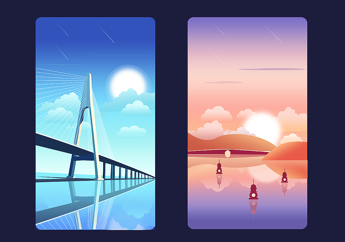 在站酷上看到大神做的天气插画,第一眼就非常喜欢,于是下来临摹