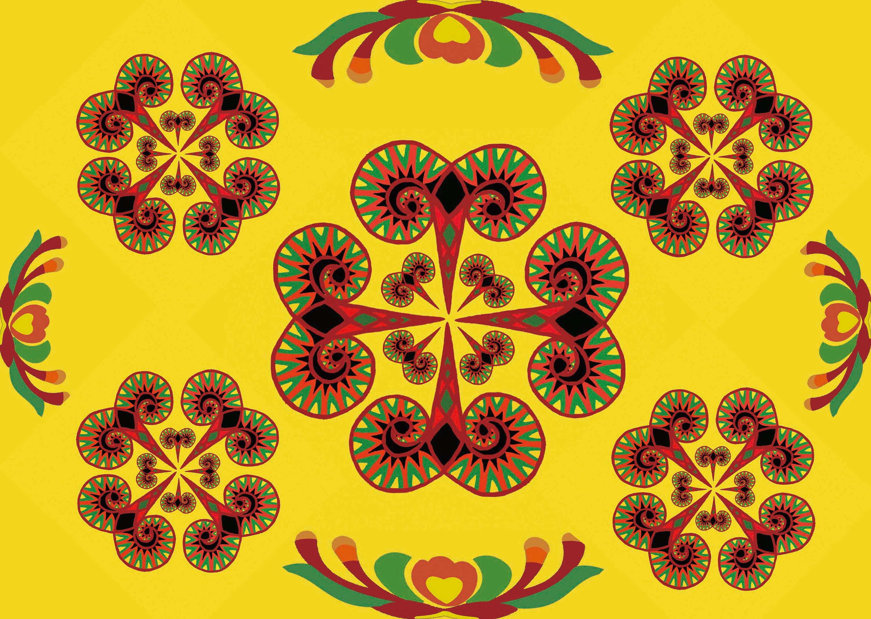 羌族传统纹样自己改编|平面|图案|葡萄柚子蜜 - 原创