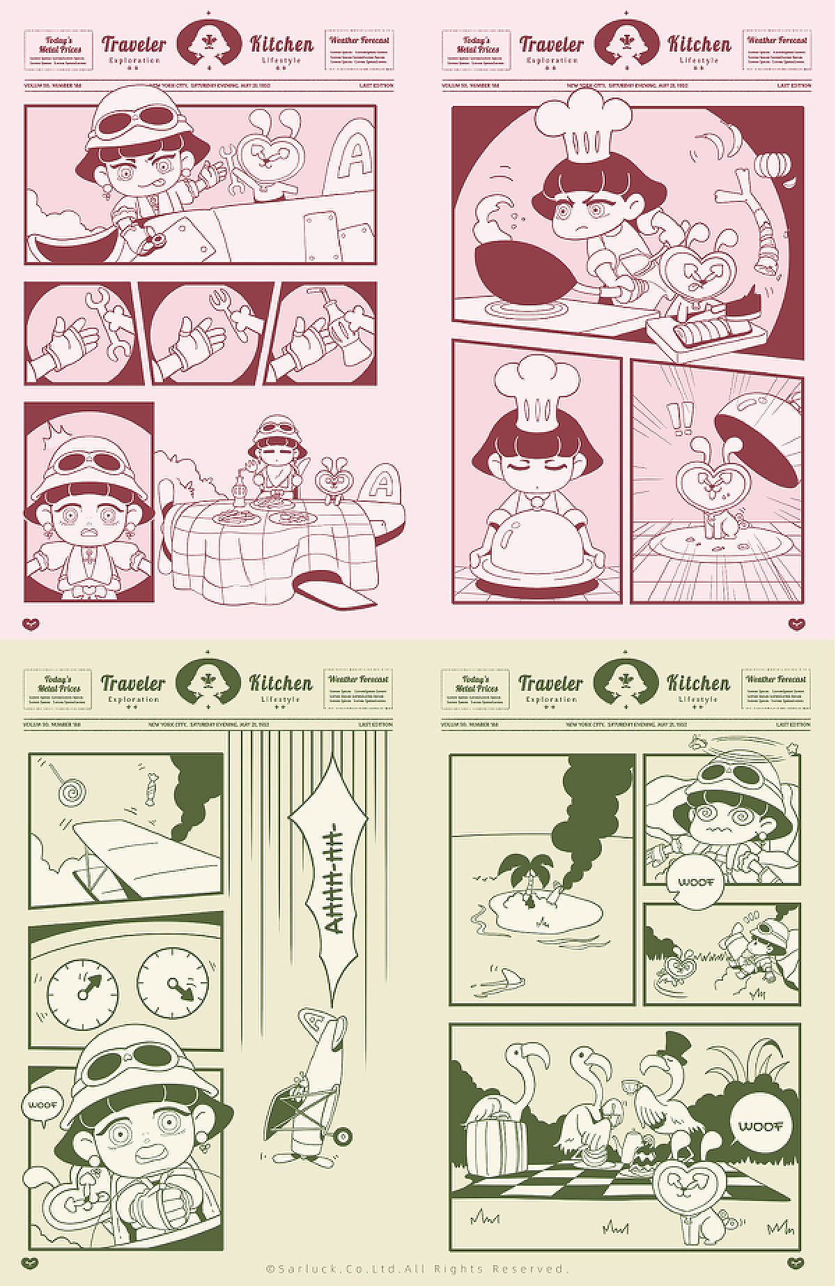 漫画<br>为了让IP更具有传播性,和进一步展现IP性格,我们创作了美式复古感觉的漫画。