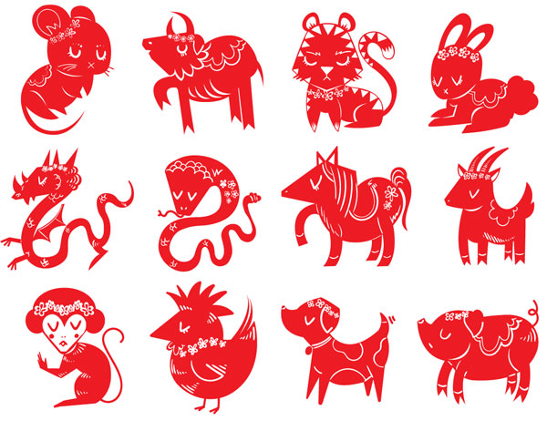 用adobe illustrator创作出中国风的十二生肖组合