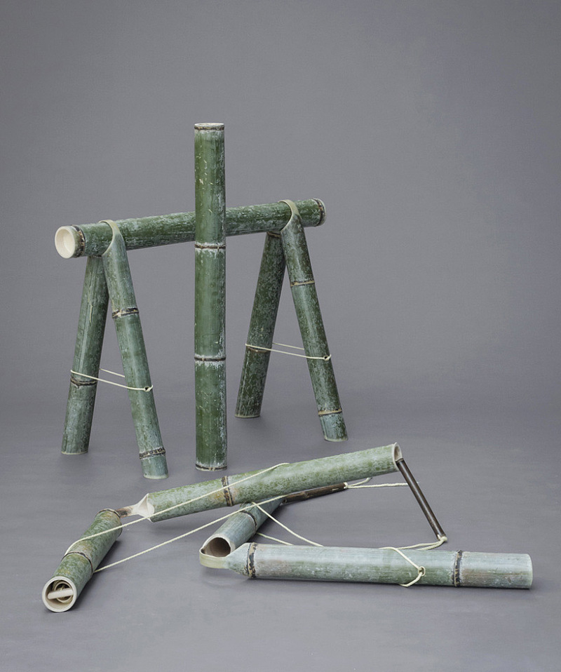 由竹子制作而成的组件部分是用凯夫拉绳子绑在一起的