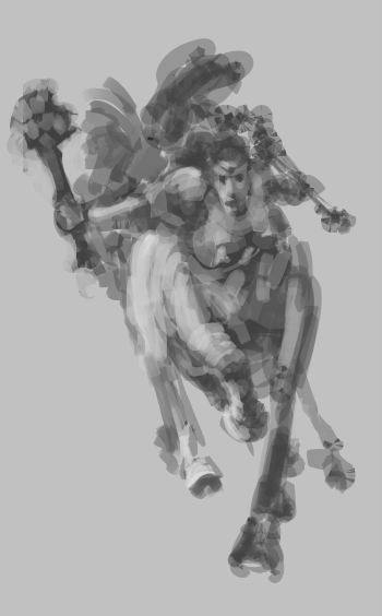 【梅花4--女半人马战士】创作过程 |绘画|原创\/