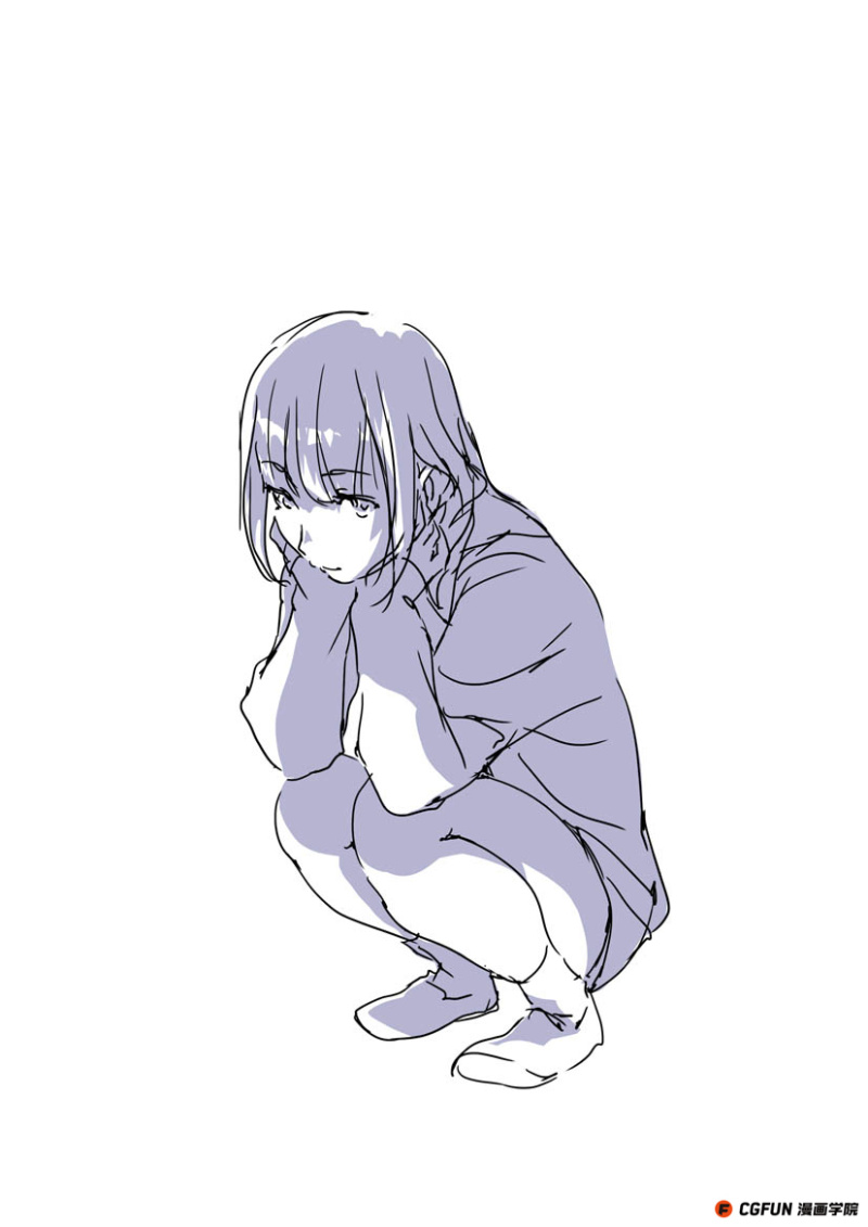 教你如何画好漫画教程06-蹲下时姿势的考虑-C
