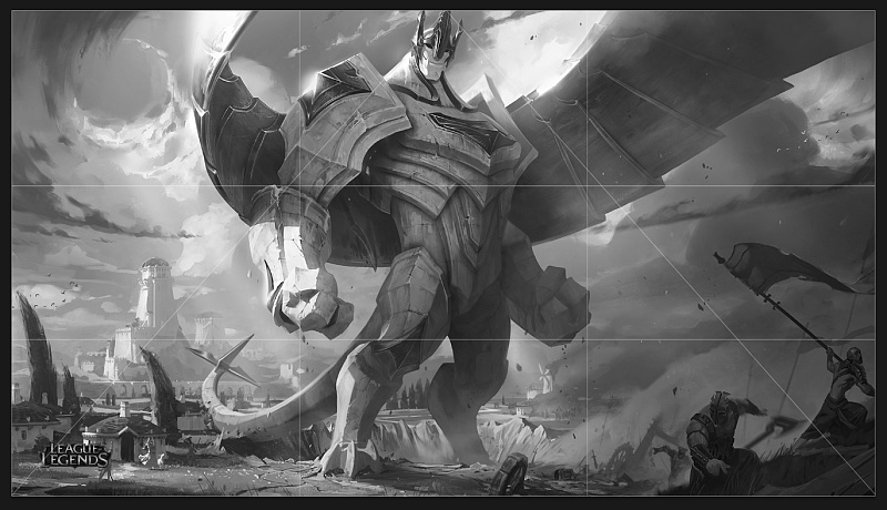 英雄联盟原画构图解析|绘画|原创\/自译教程|TB
