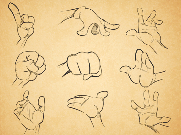 只有四根手指,不同形态和大小的手:保持简洁!