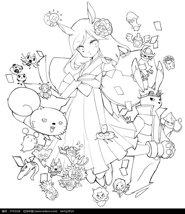 和服少女插画图片