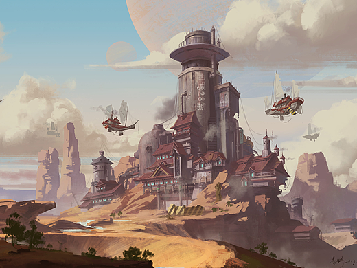 几张近期的场景建筑等原创作品