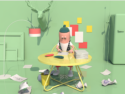 畢業(yè)設計《study time》三維短片#青春答卷2017#（個人主頁-ZMjIwOTAxNTY=） - 動畫/影視 - 站酷設計師徐叉叉原創(chuàng)素材 - 站酷ZCOOL