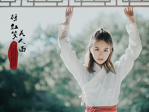 砑紅箋，美人面