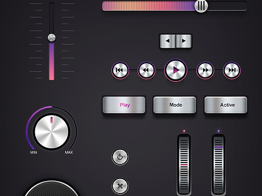 金属播放器图标