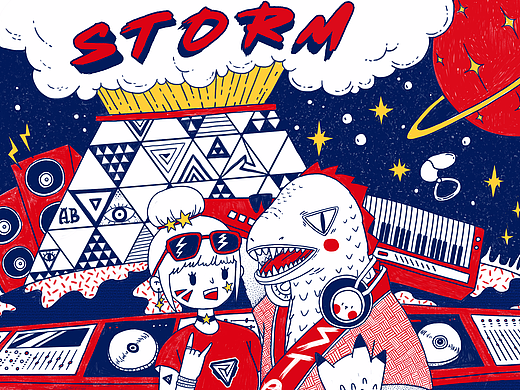 【来吧，一起抖腿】-百威storm音乐节插画涂鸦