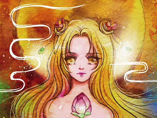 插画：月亮不能没有你之《月.莲》（个人主页-ZMjE1NTIyNDA=） - 艺术插画 - 站酷设计师askawwj原创素材 - 站酷ZCOOL