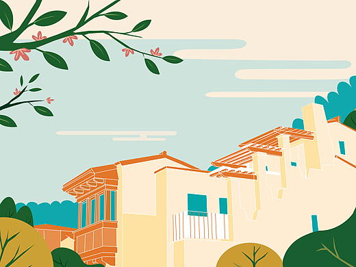 建筑扁平化插画