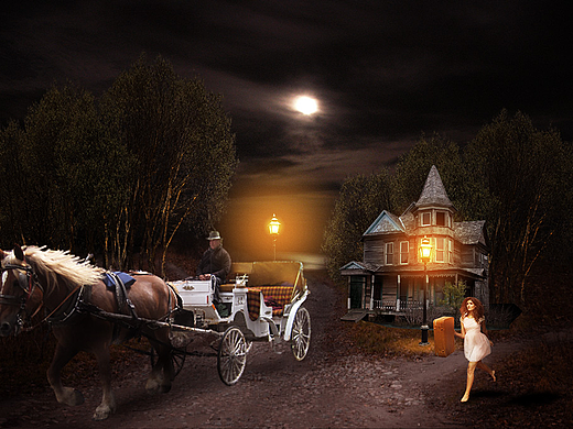 PS追马车特效合成海报制作