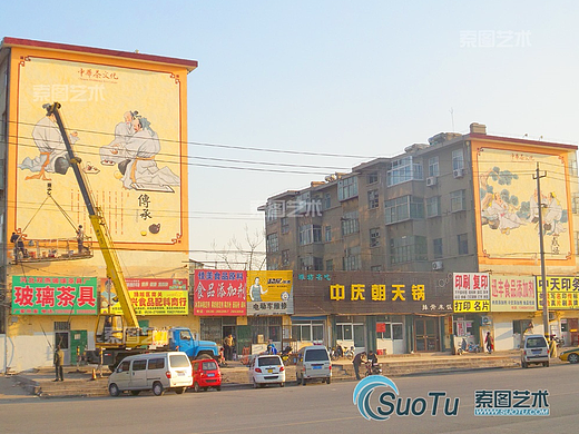 楼体彩绘—茶文化特色街（个人主页-ZMTg4MjIxODg=） - 新锐潮流插画 - 站酷设计师索图雕塑原创素材 - 站酷ZCOOL